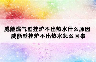 威能燃气壁挂炉不出热水什么原因 威能壁挂炉不出热水怎么回事